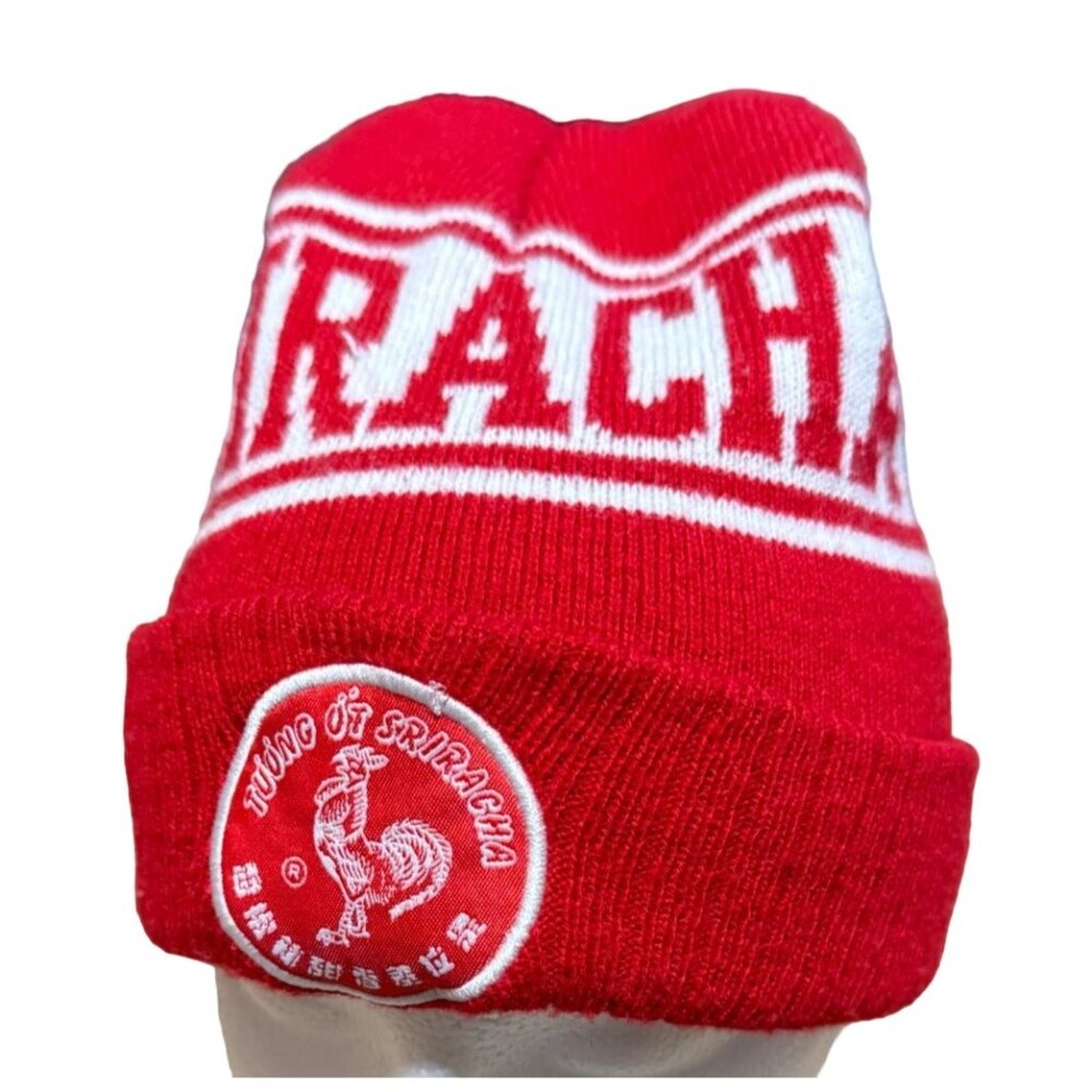 Sriracha Beanie Hot Sauce Logo Red White Winter Beanie Hat Cap Spicy Peppers